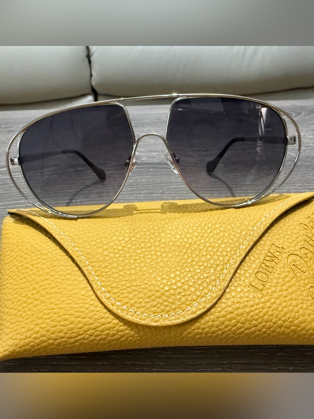 Loewe Silver Aviator Sunglasses with Gray Lenses